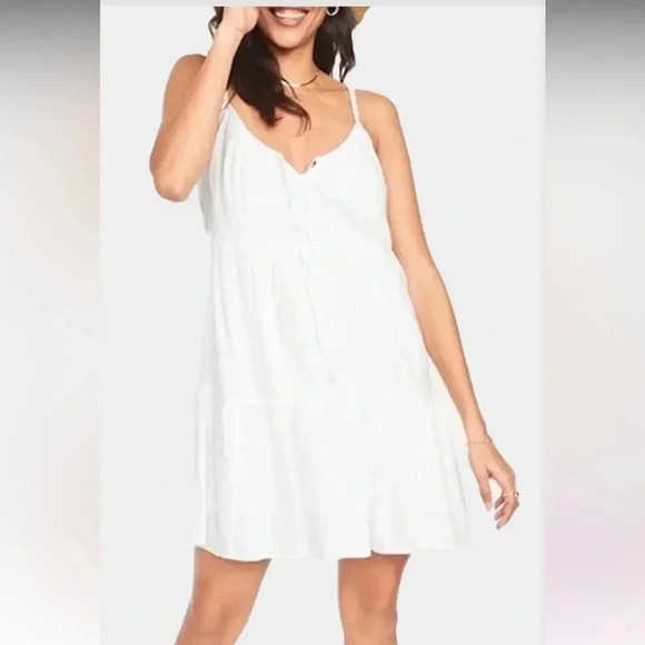 NWT Old Navy Tiered Clip Dot Summer Cami Mini Dress Pockets Women’s size Small - Picture 1 of 14